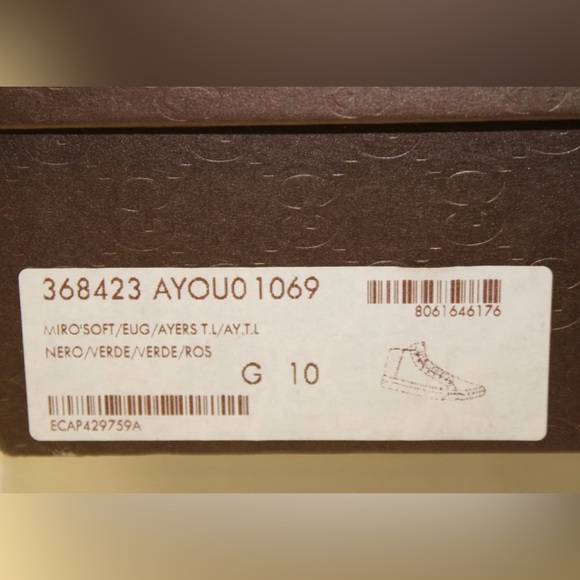 NWT Gucci Men’s Black and Green Snakeskin & Leather Sneakers 368423 - US Sz 10.5 - Picture 15 of 16